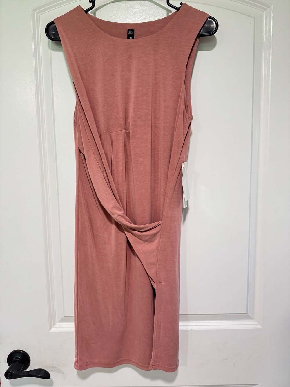Blush Pink Sleeveless Twist Front Dress Minimalist Quiet Luxury XS